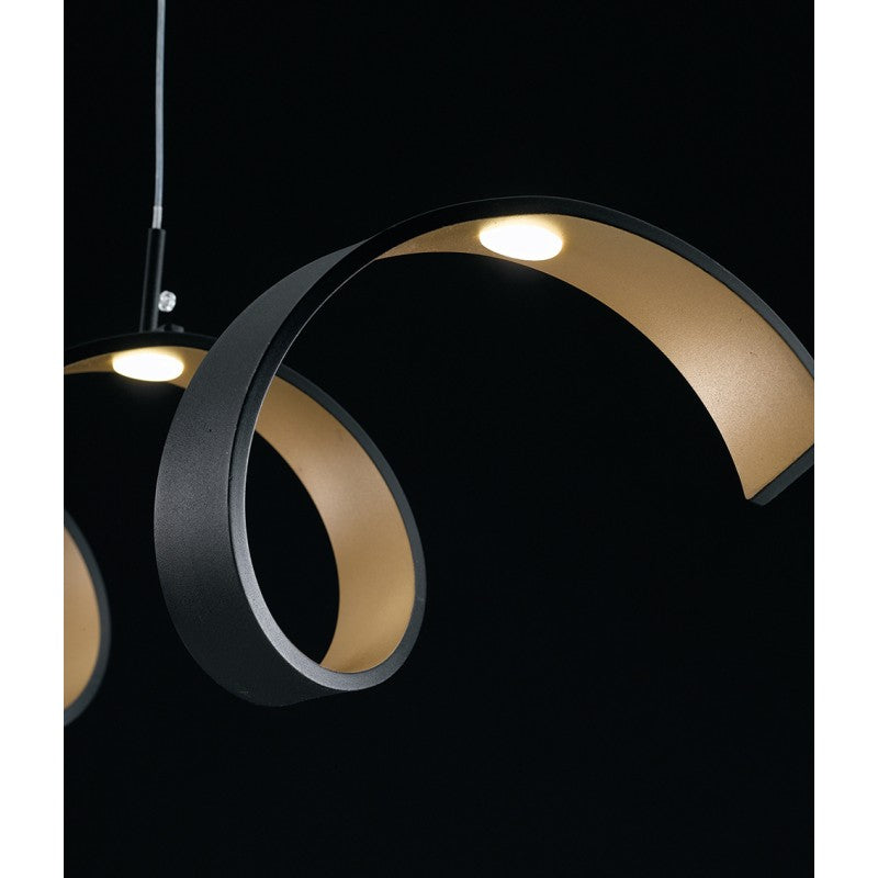 SOSPENSIONE LED HELIX NERA E ORO 30W 2520LM 4000K 125X13,5X120CM
